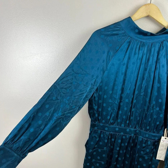 Happy X Nature Kate Hudson Polka Dot Jumpsuit Size 10 Open Back Teal Blue Event - Picture 9 of 15